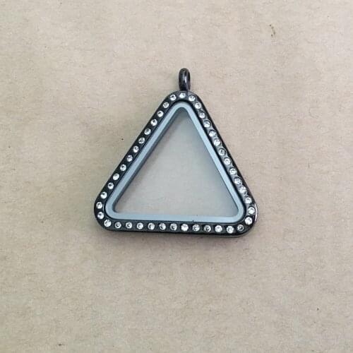 5pcs New Popular Black Triangle Glass Frame Pendant Necklace Pendant Top Quality DIY Magnetic Open