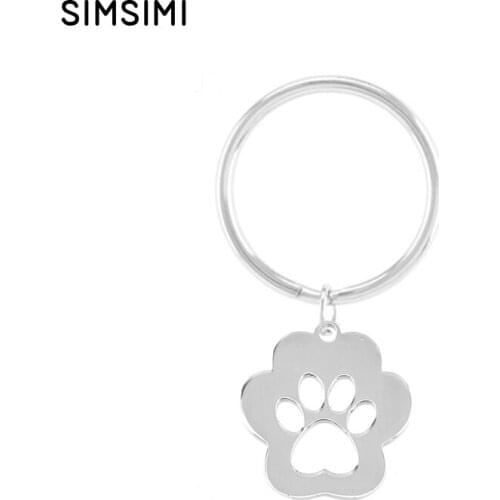 Simsimi cat paw 28mm Keychain blank charm for personalized print engraved key chain Stainless steel wholesale 10pcs
