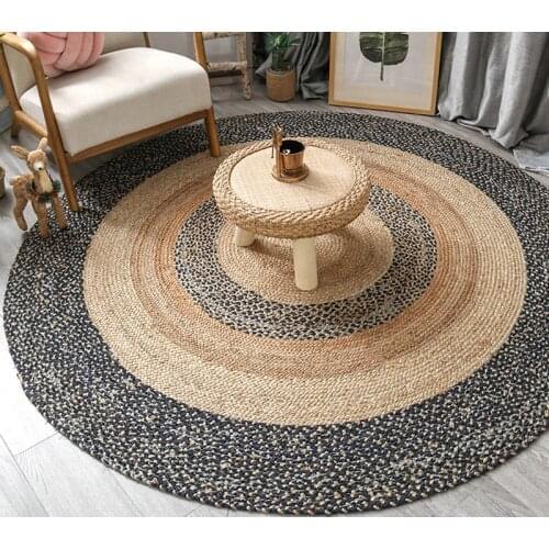 Handmade Cicle Jute Rug Living Room Tea Table Large Room Decoration Sisal Carpet Floor Mat Bedroom Area Rug for Living Room