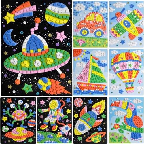 Kids DIY painting crystal Mosaic diamond EVA stickers paste paper kindergarten material package craft kits for children toy gift