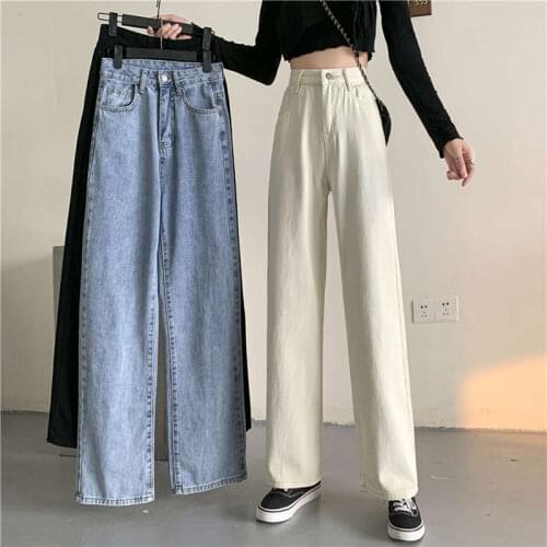 Streetwear Wide Leg Baggy Jeans Women Pockets Long Pants Fashion Deinm Pants Fashion Mom Jeans Women Korean Retro Trousers C7521