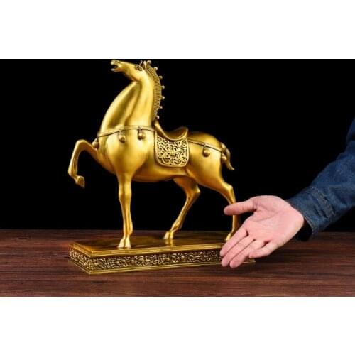 HOT SALE LARGE- Business Money Drawing Talisman House Protection -Home office FENG SHUI KAI GUANG Golden copper horse statue