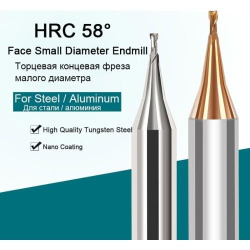2 Flutes CNC Micro Diameter Milling Cutter Flat End Mills HRC60 Carbide Ball Nose End Mill R0.1 R0.2 0.3MM For Aluminum Or Steel