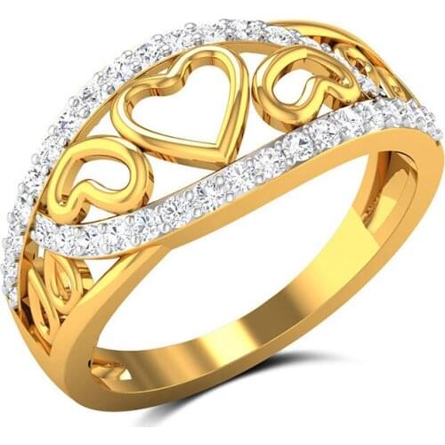 Hainon Fashion Hollow Love Heart Crystal Ring Wedding Ring Female Engagement Ring Charm Jewelry Gold Color Ring Party Gift