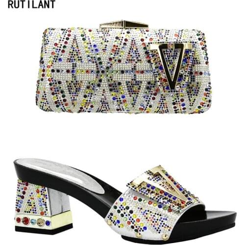 New Arrival Matching Shoes and Bag Set African Women Italian Shoes and Bag Set for Wedding High Quality African Party Shoes