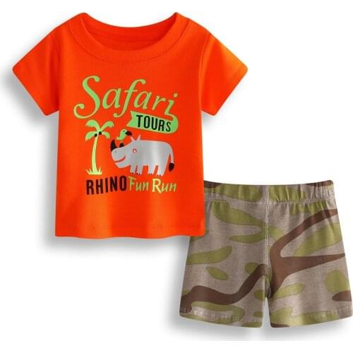 Rhino Baby Boy Clothes Set Cotton Children T-Shirt Camo Pant Newborn Tee Shirts Clothing Suit Outfits Infant Sport Suit Safari