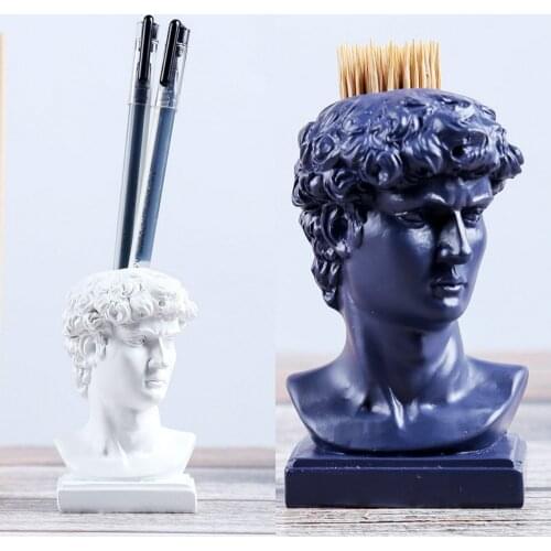 David Tooth Sign Box Creative Toothpick Box European David Statue Resin Pen Holder Storage Box Desktop Decoration