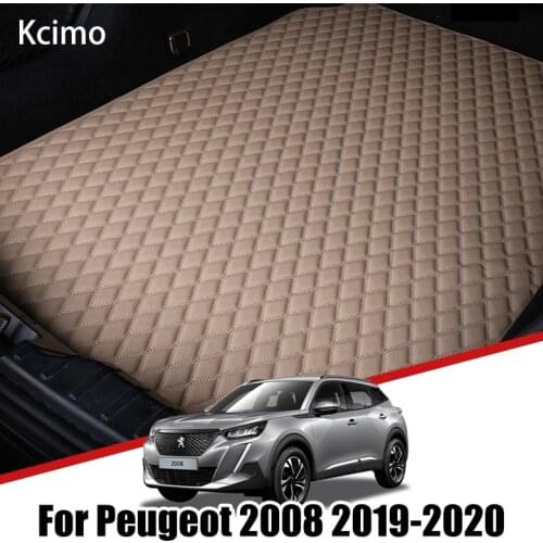 Leather Car Trunk Mat for Peugeot 2008 P24 2019 2020 Cargo Liner Boot Pad Auto Accessorie Decoration