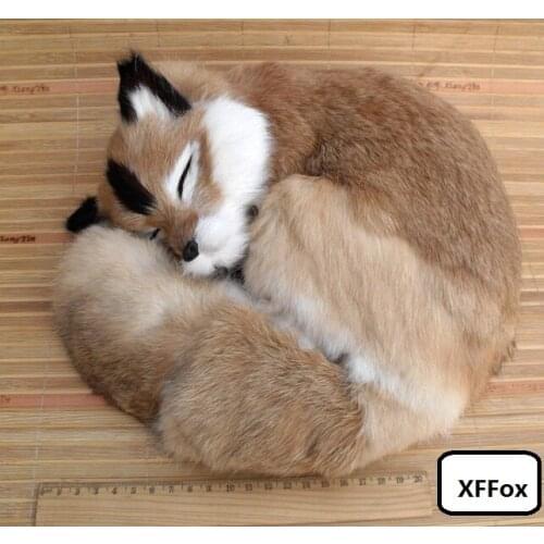New real life sleeping fox model plastic&furs simulation natural colour fox doll gift about 27x12cm xf1792