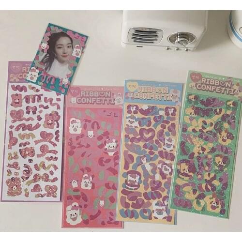 Cute Ribbon Rabbit Laser Stickers Scrapbooking Happy Plan Decoration Hand Account Diary Album Kawaii Stationery Sticker