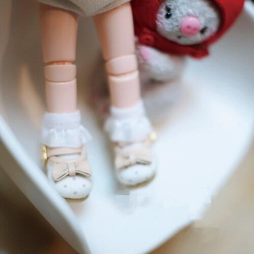 OB11 doll shoe size fashion versatile bowknot small leather shoes lovely candy wave dot shoe pink red white blue and other color
