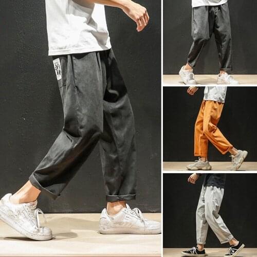 Mens Spring Summer Fashion Solid Pants Men Joggers Casual Straight Harem Pants Men Korean Hip Hop Track Pants Plus Size