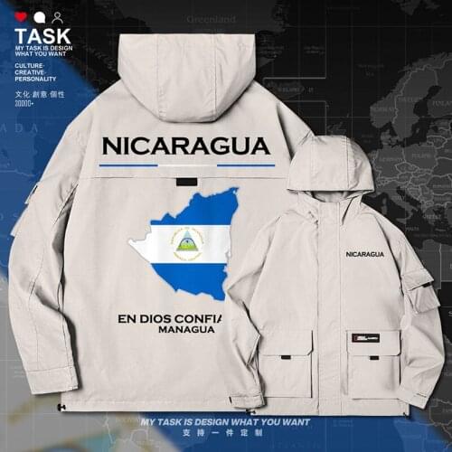 Nicaragua NIC Nicaraguans men jacket hooded map nation flag clothing long sleeve streetwear fashion mens casual clothes autumn