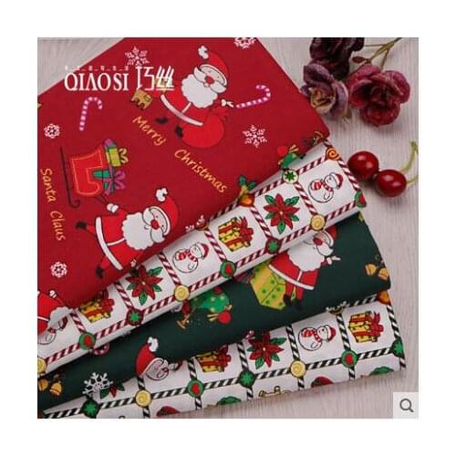 Half a Meter New Green Christmas Cotton Fabric For Quilting DIY Sewing Telas Christmas Tree Lollipop Santa Elk Design Fabric