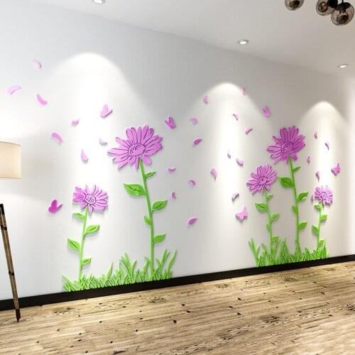 Sunflower acrylic photo wall sticker creative personality 3D stickers bedroom bedside background wall surface decoration