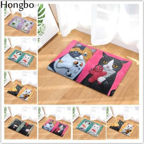 Doormat Carpets Couple Cats Print Mats Floor Kitchen Bathroom Rugs 40X60or50x80cm