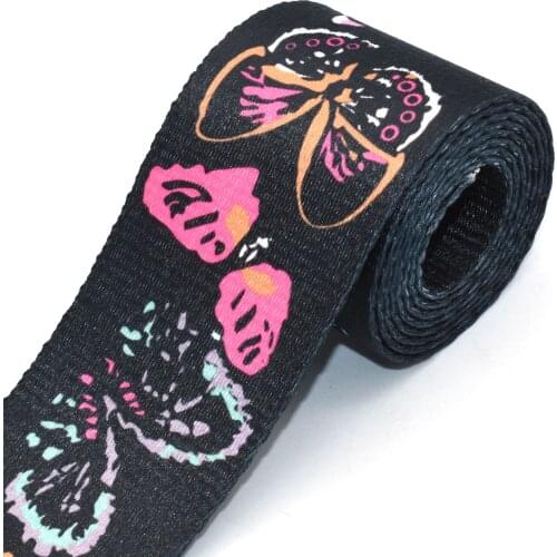 2'' Webbing Jacquard Ribbon with Butterfly Pattern Cotton Belt Bag Strap Bag Dog Collar Webbing Key Fob Hardware by the Yards