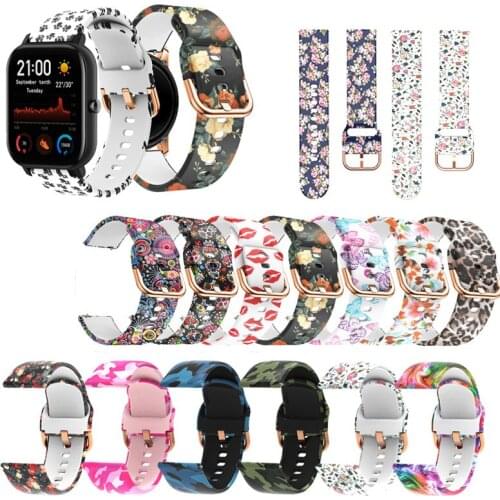 20mm Printing Silicone Watchband for Huami Amazfit GTS 2 for Bip Lite S U GTR 42mm Neo Camo Soft Band Strap