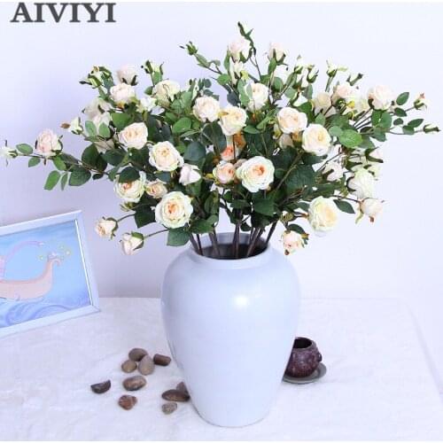 French romantic silk flower large size artificial rose7 head/bouquet home wedding decoration flower wall decoration guns n rose