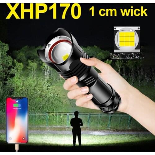 Most Powerful XHP170 LED Flashlight USB 18650 rechargeable Lantern LED xhp90 p70 Torch work lamp outdoor light hunting lanterna