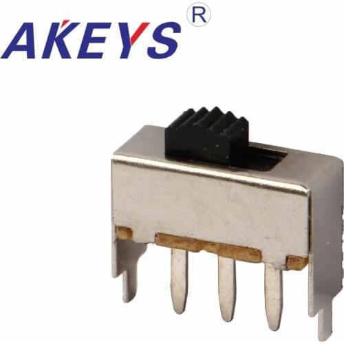 10PCS SS-12F04 1P2T-G10 Single pole double throw slide switch 3 pin verticle type with 2 fixed pin handle heights