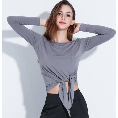 Latin Dance Top 3 Colors Dancing Practice Wear WomenS Modern Yoga Clothes Loose Long Sleeve Tops Gray Black Ballroom Tops BI257