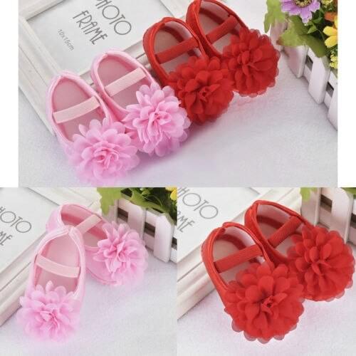 Newborn Baby Girls Princess Floral Shoes Soft Sole Anti-slip Lace Prewalkers 0-18m WG