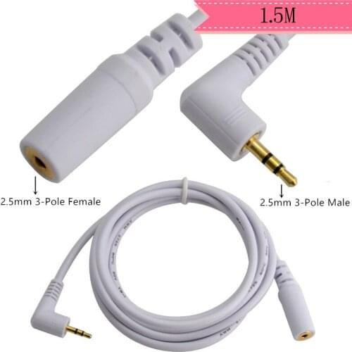 2.5mm Extension Cable Stereo Audio Sub Mini Subminiature Jack Adapter Wire Cord Plug Connector for Headset Headphone Microphone