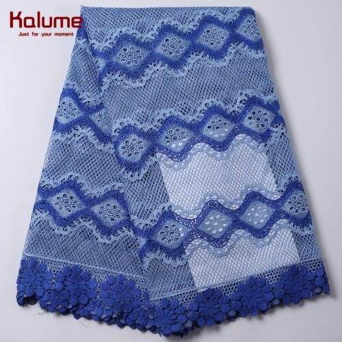 Kalume High Quality African Guipure Cord Lace Fabric Skyblue Water Soluble Cord Lace Fabric For Nigerian Party Cord Laces 2200