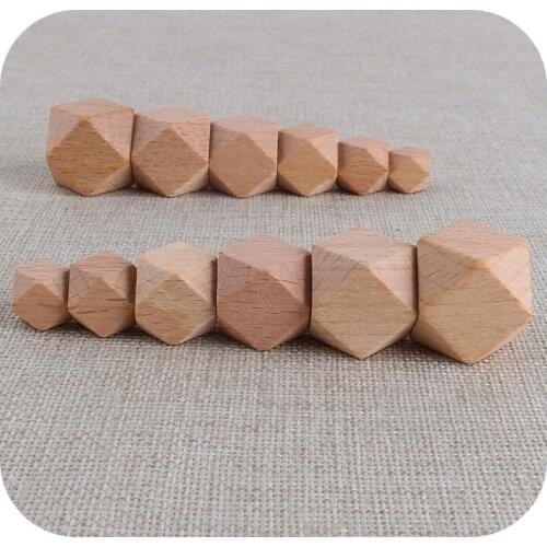XCQGH 100Pcs Hexagon Beads Natural Beech Wooden Teething Beads for Handmade Teether Pacifier Craft Wholesale