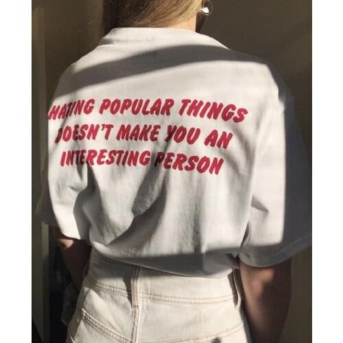 Aesthetic Letter Print Make You An Interesting Person Women Tee Harajuku Tumblr Short Sleeve Oversized T Shirt Kawaii Tops Cloth