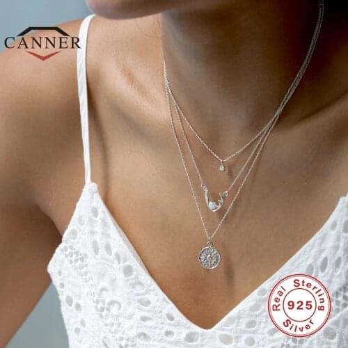 CANNER Fashionable Luxury European & American 925 Sterling Silver Necklace for Women Sun Flower Chain Necklaces Jewelry Collares