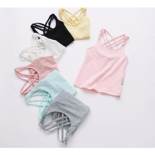 2-14Yrs big girls vest summer vintage wave knitted infant kids strap shirt toddler baby suspender vest princess tops children