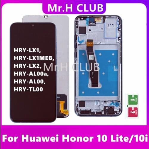 100% Tested LCD For Huawei Honor 10 lite LCD Display with Touch Screen Digitizer Assembly With Frame For honor 10i HRY-LX1 LCD
