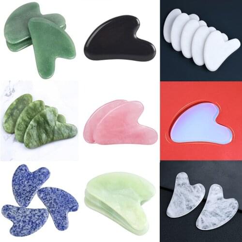 1 PCS Natural Raw Material Heart Shape Beauty Face Guasha Massage Tool Acupuntura Point Back Head Scraper Stone Massager Therapy