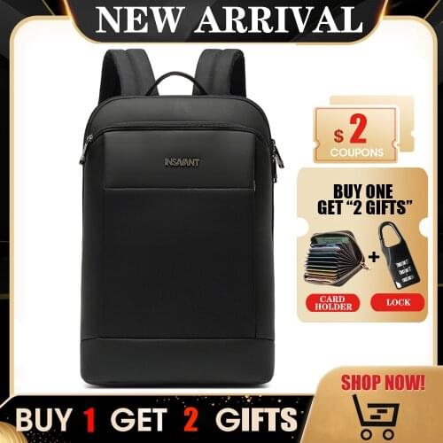 15.6inch Slim Laptop Backpack Men Business Office Work Trip Casual Waterproof Back Pack Male Computer Bagpack Black Backpacking