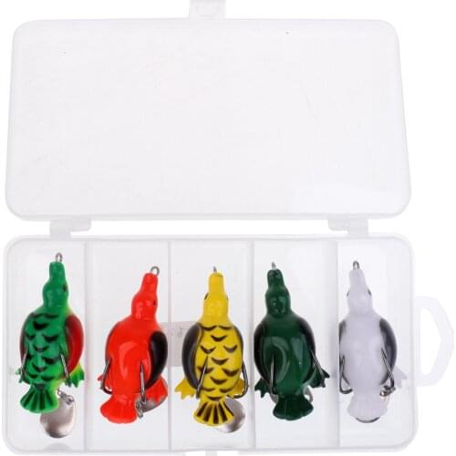 5pcs Plastic Topwater Duck Fishing Baits Fishing Accessories Frog Lure Hook Multicolor Fishing Lures for Fisherman