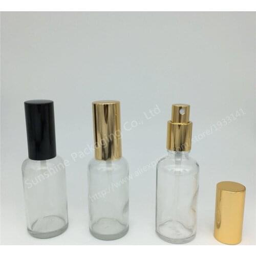 500pcs Amber Essential Oil Spray Bottles 50ml Beauty Transparent Glass Bottles Travel Essential Oil Mist Spray Container Case