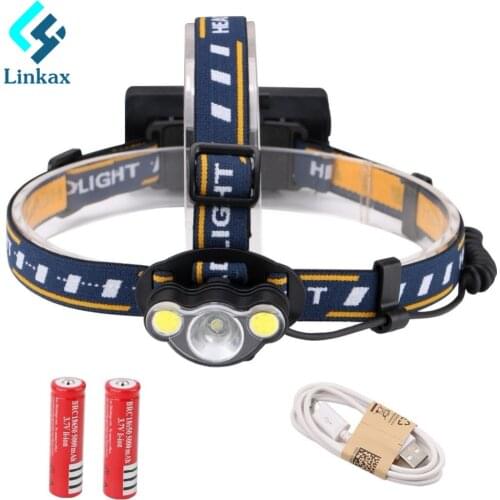 White+Red Light Rechargerable LED Headlight 6000LM XML T6+COB Headlamp Flashlight Forehead Head lamp Camping Hunting Lantern