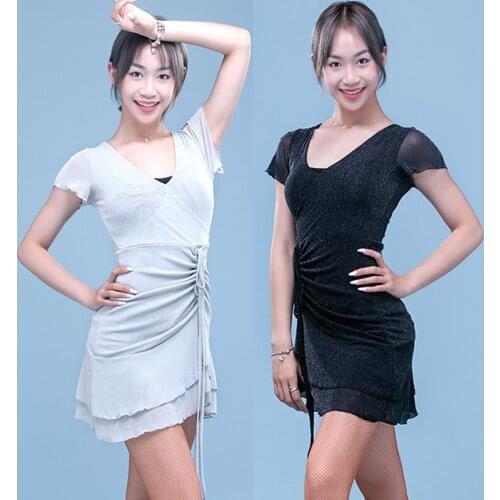 Shiny Latin Dance Dress Summer Women Rumba Practice Wear Salsa Dancerwear Tango ChaCha Prom Performance Stage Costume YS2174