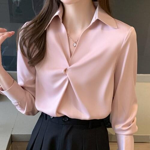 Long Sleeve Blouse Women Blusas Mujer De Moda 2021 Turn Down Collar Office Blouse Women Tops Chiffon Blouse Shirt Blusa E231