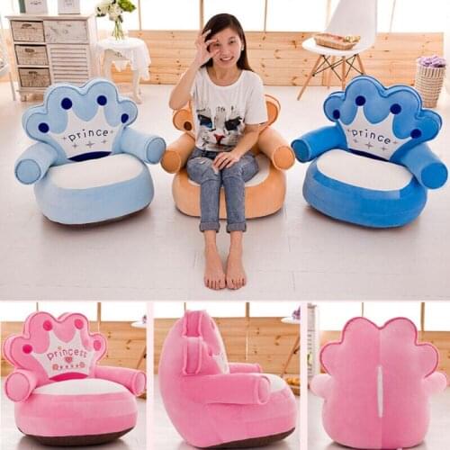 Single-seat Sofa Covers Non-slip Soft Slipcover Kids Children Cute Cartoon Crown Sofa Chair Cover