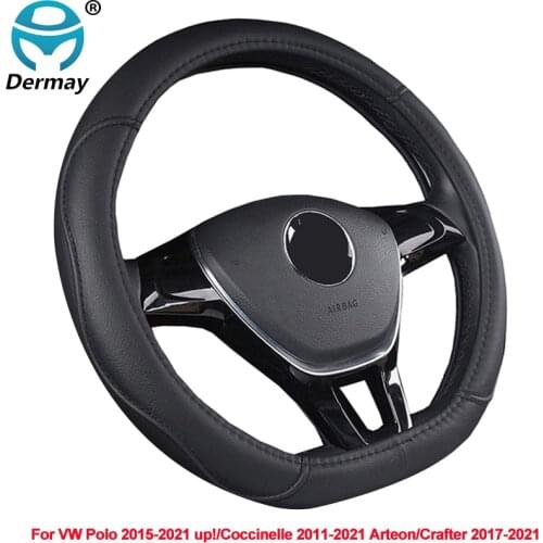 D Type Car Steering Wheel Cover for Volkswagen VW Polo UP! 2015-2021 Scirocco 2008-2019 2020 2021 Arteon Crafter 2017-2021