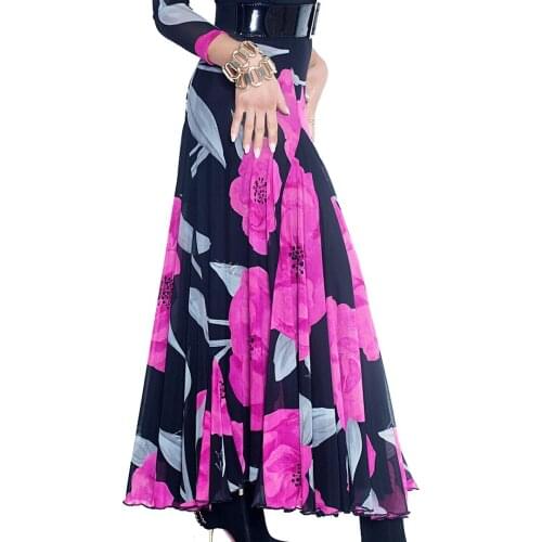 Ballroom dance double layers eight pieces fabric big flare hem skirts Spain Waltz modern dance skirt S15005 practice