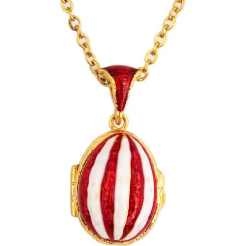 Enamel Ballon Design Handmade Jewelry Can Open Brass Vintage Egg Pendant Crystal Necklace Gift To Women Girls Butterfly Inside