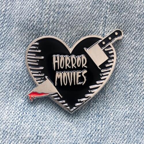"Horror Movies" Knife and Heart Enamel Pin An essential collection of any horror movie fan