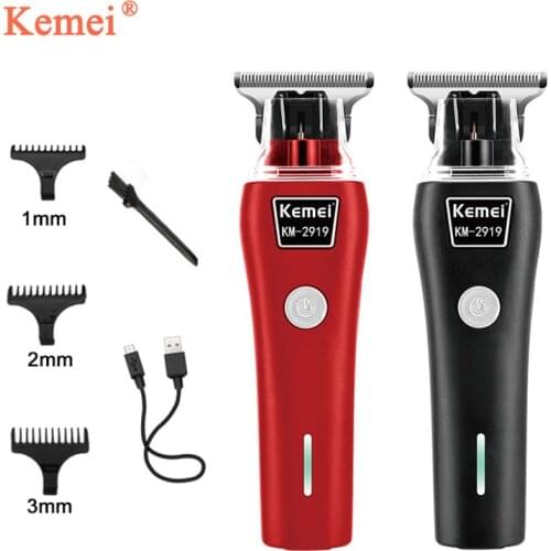 Kemei 2020 New Professional Cordless Hair Clipper T-Outliner Trimmer Shaver Cutting Machine Carbon Steel Blade Hair Clippers