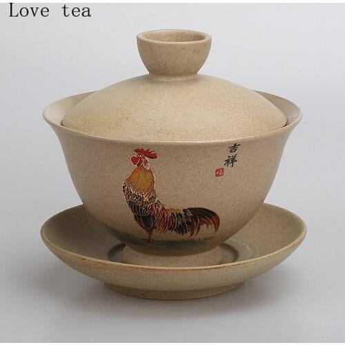 Chinese Stoneware Covered Bowl Handmade Tea Bowl Chinese Kung Fu Tea Set Fine Wine Set Personal Cup Home Office Supplies