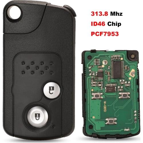 Jingyuqin 313.8Mhz ID46 Chip Pcf7953 2 Buttons Remote Car Key For Honda CRV 2012 2013 Crosstour 2010 Holder Smart Key