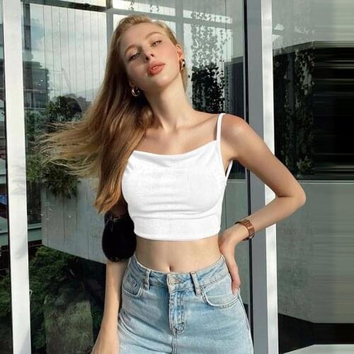 Summer Sleeveless Bandage Crop Top Women 2021 Backless Square Collar Short Tops Sexy White Homewear Fashion Girl Vest